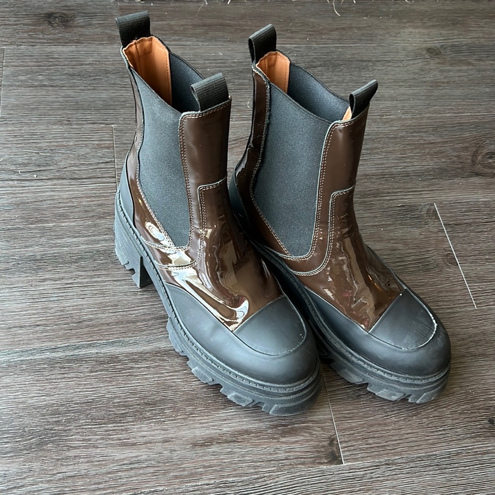 GANNI Cleated Mid Chelsea Boots